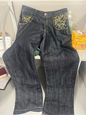 VTG Y2K Ablanche Men’s Jeans Sz 34 Dark Loose Baggy HipHop Skater Grunge